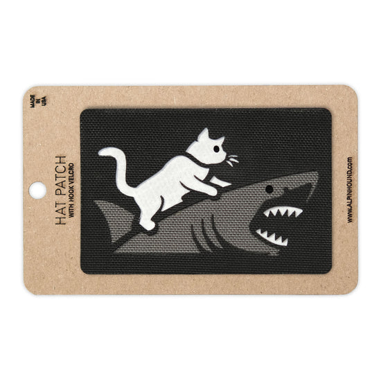 Cat Riding a Great White Shark Tactical Patch 3X2 Cordura Morale Patch
