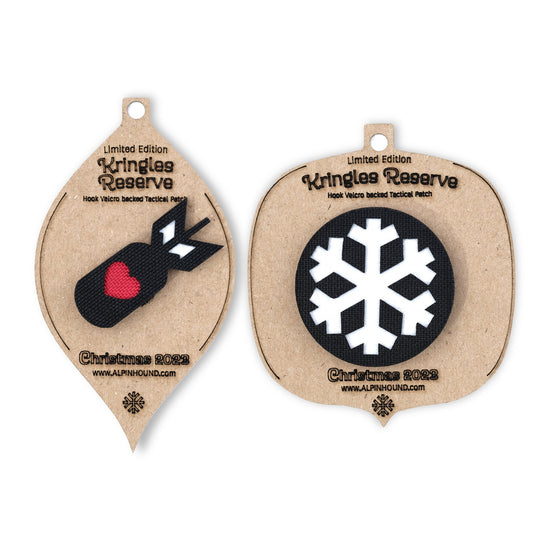 Love Bomb and Big Snowflake Tactical Patch Christmas Ornament Set