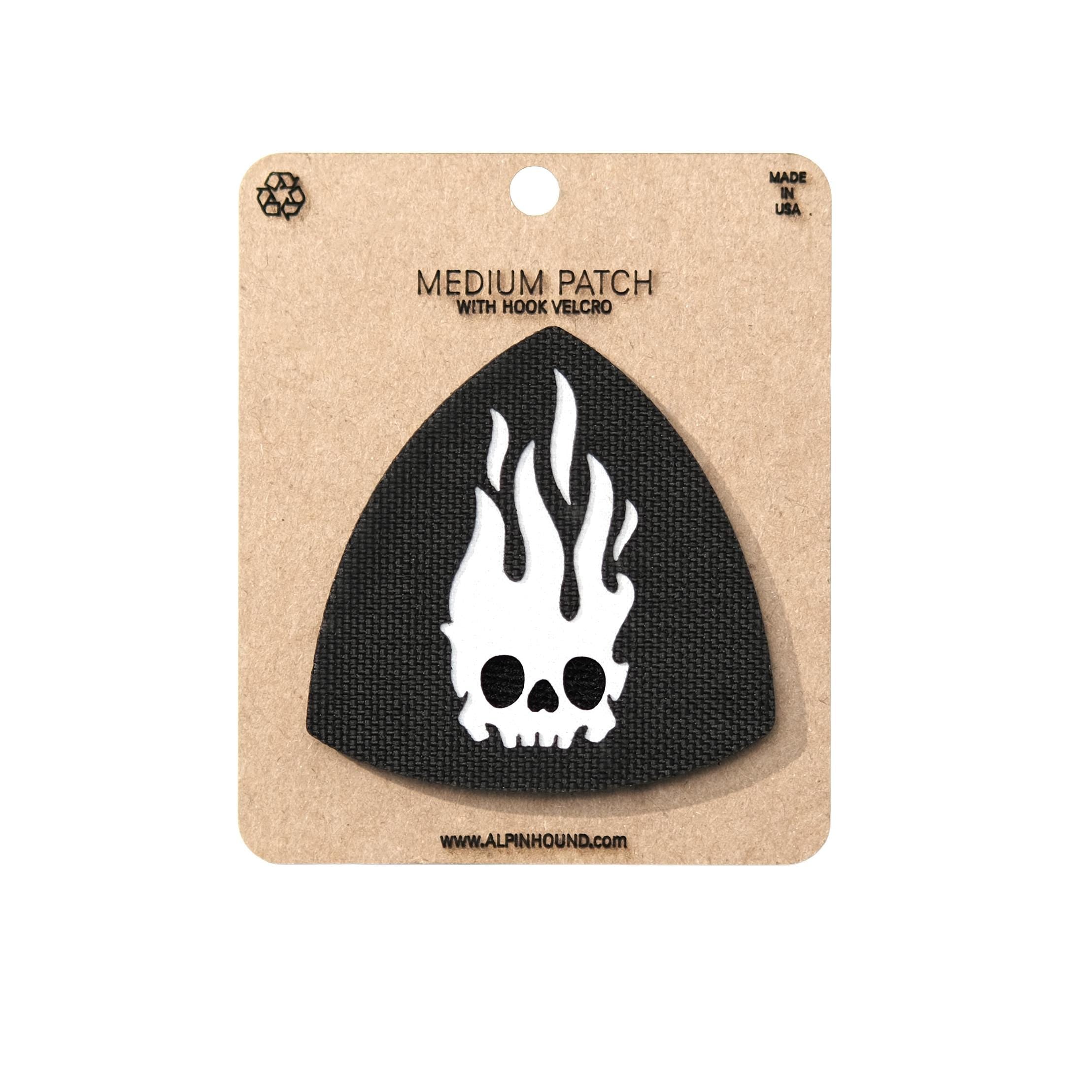 Flaming Skull Shield Tactical Patch 2X2