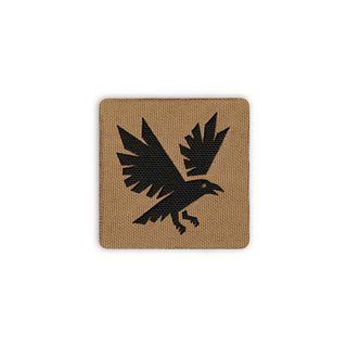 Flying raven patch 2x2 coyote black solo shot