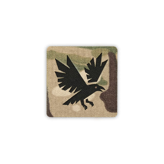 Flying raven patch 2x2 multicam black solo shot