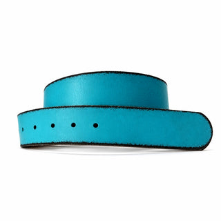 Distressed Verdigris Leather Belt Strap