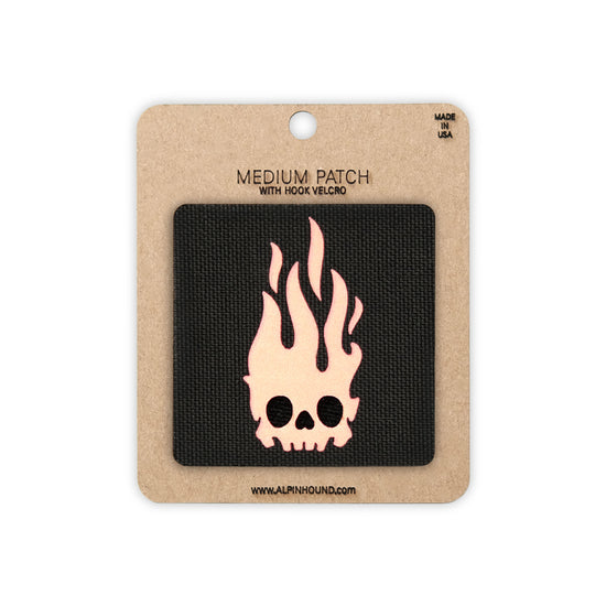 Flaming Skull Reflective Tactical Patch 2X2