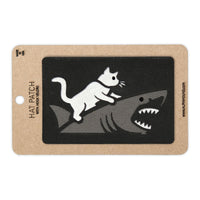 Cat Riding a Great White Shark Tactical Patch 3X2 Cordura Morale Patch by Alpinhound Supply