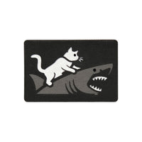 Cat Riding a Great White Shark Tactical Patch 3X2 Cordura Morale Patch by Alpinhound Supply