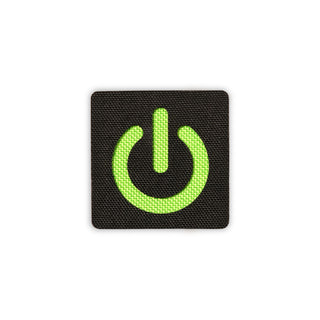 Power on patch 2x2 black neon green solo shot