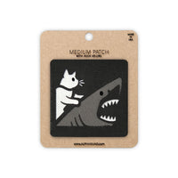 Cat Riding a Great White Shark Tactical Patch 2X2 Cordura Morale Patch by Alpinhound Supply