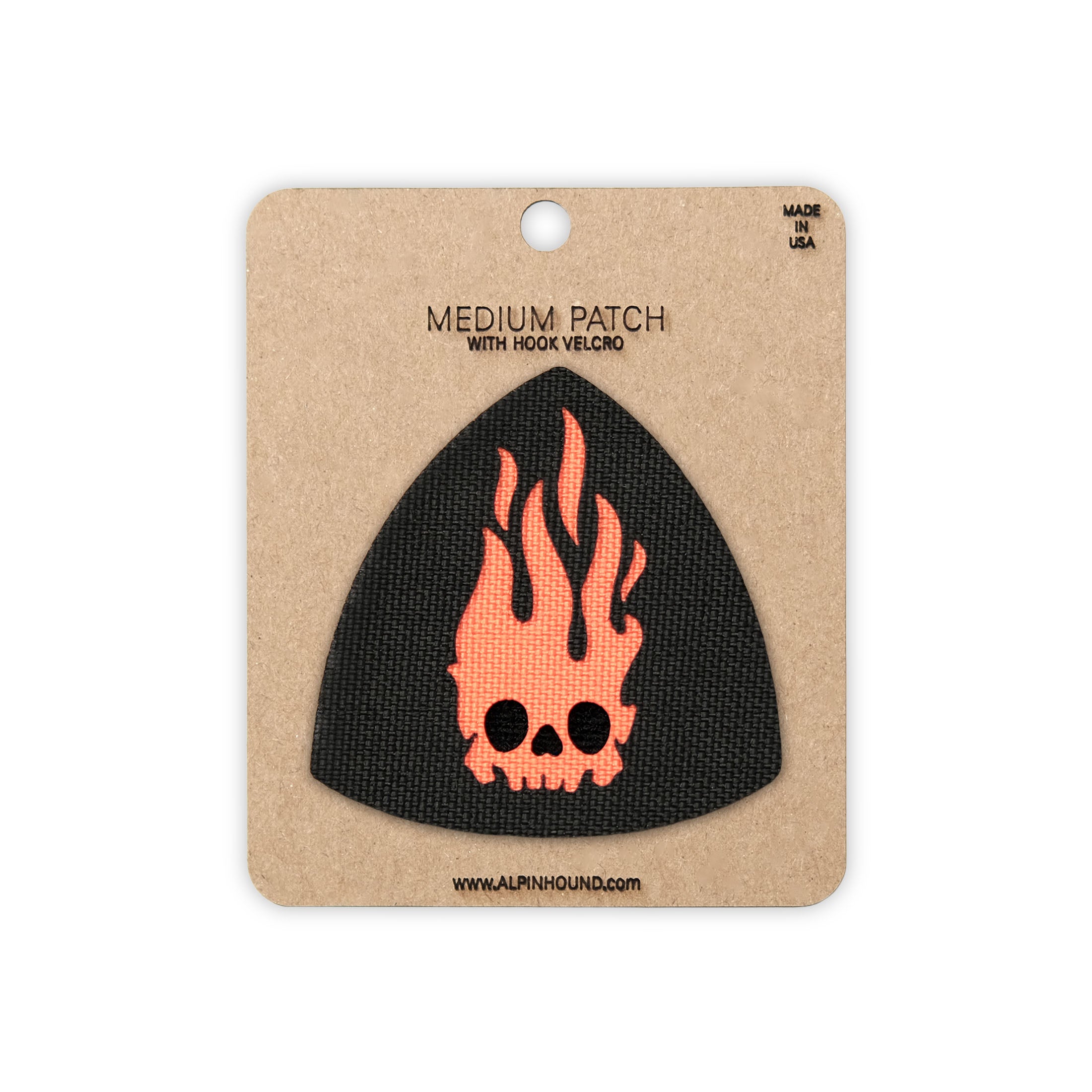 Flaming Skull Shield Tactical Patch 2X2 Cordura Morale Patch by Alpinhound Supply