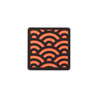 Seigaiha wave patch 2x2 black blaze orange solo shot
