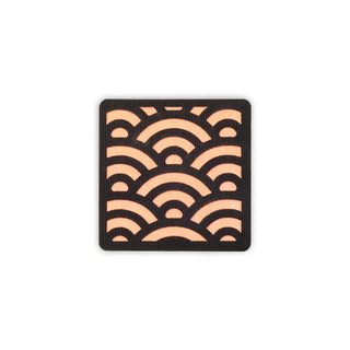 Seigaiha wave patch 2x2 black reflective orange solo shot
