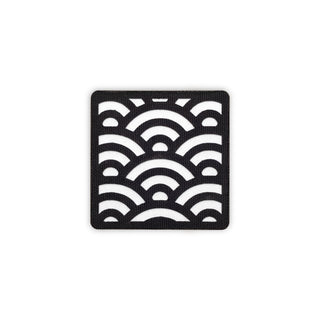 Seigaiha wave patch 2x2 black white solo shot