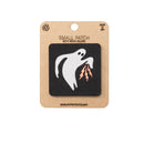 Ghost patch with lightning bolt on a black background, attached to a cardboard backing with 'Alpinhound' branding.