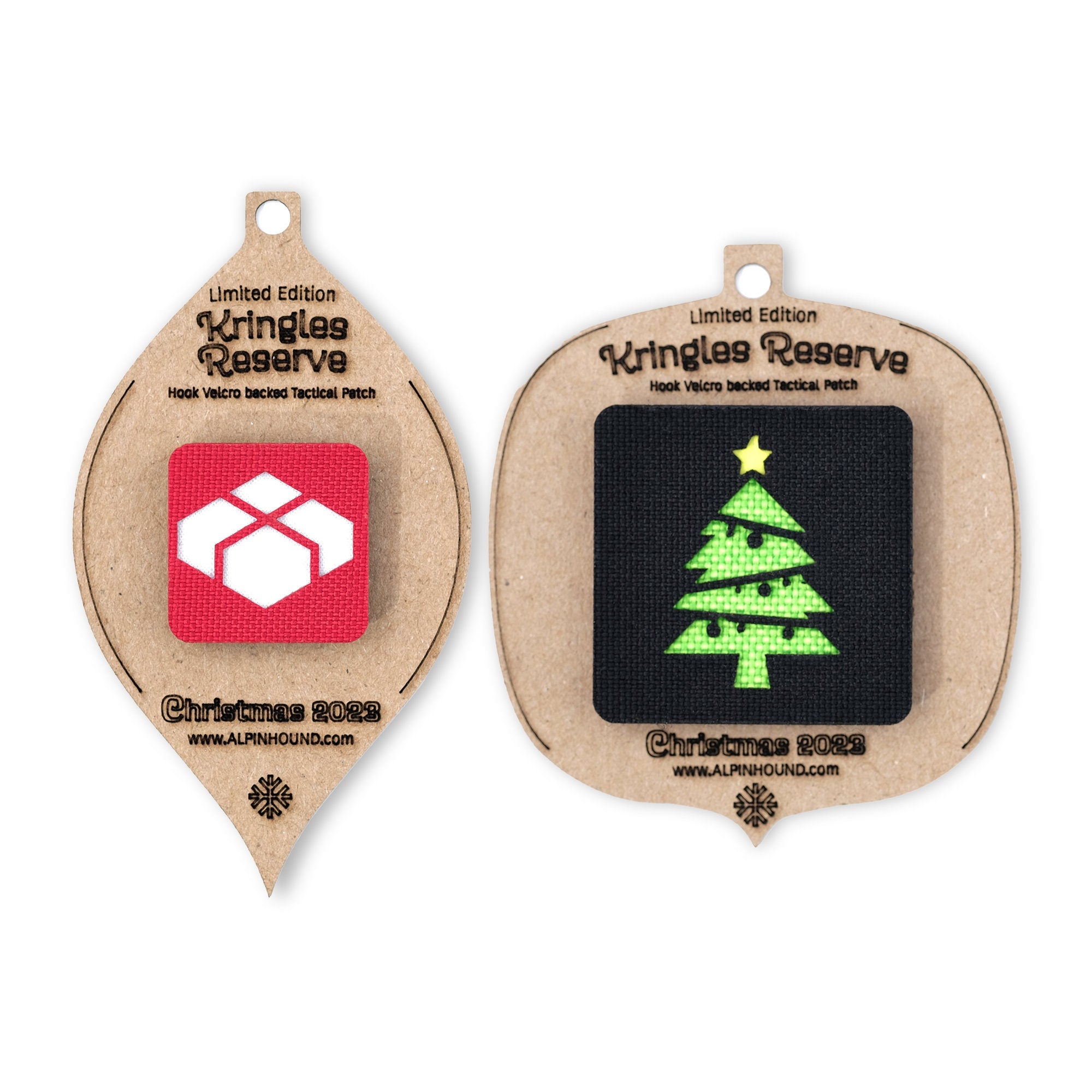 Christmas Tree and Present Tactical Patch Christmas Ornament Set