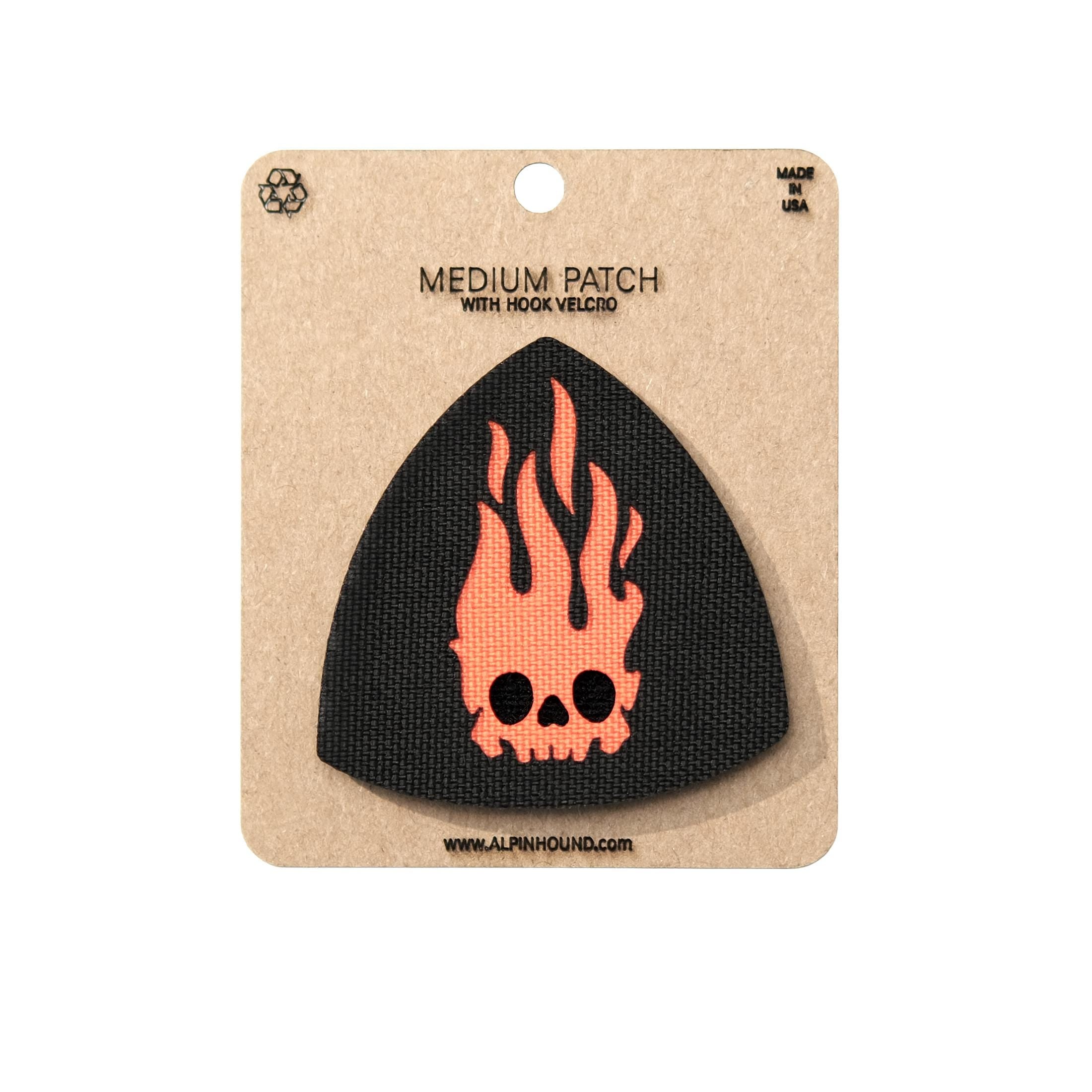 Flaming Skull Shield Tactical Patch 2X2