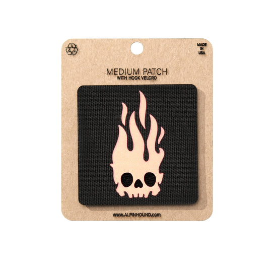 Flaming Skull Reflective Tactical Patch 2X2