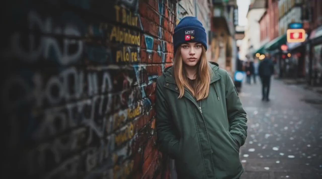 American Mohair Beanie with 2X2 Patch Panel