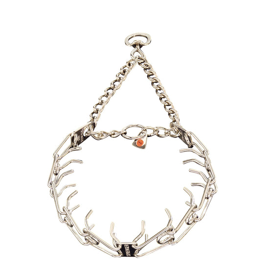 Collar de adiestramiento ULTRA-PLUS con placa central y cadena de montaje – Acero inoxidable
