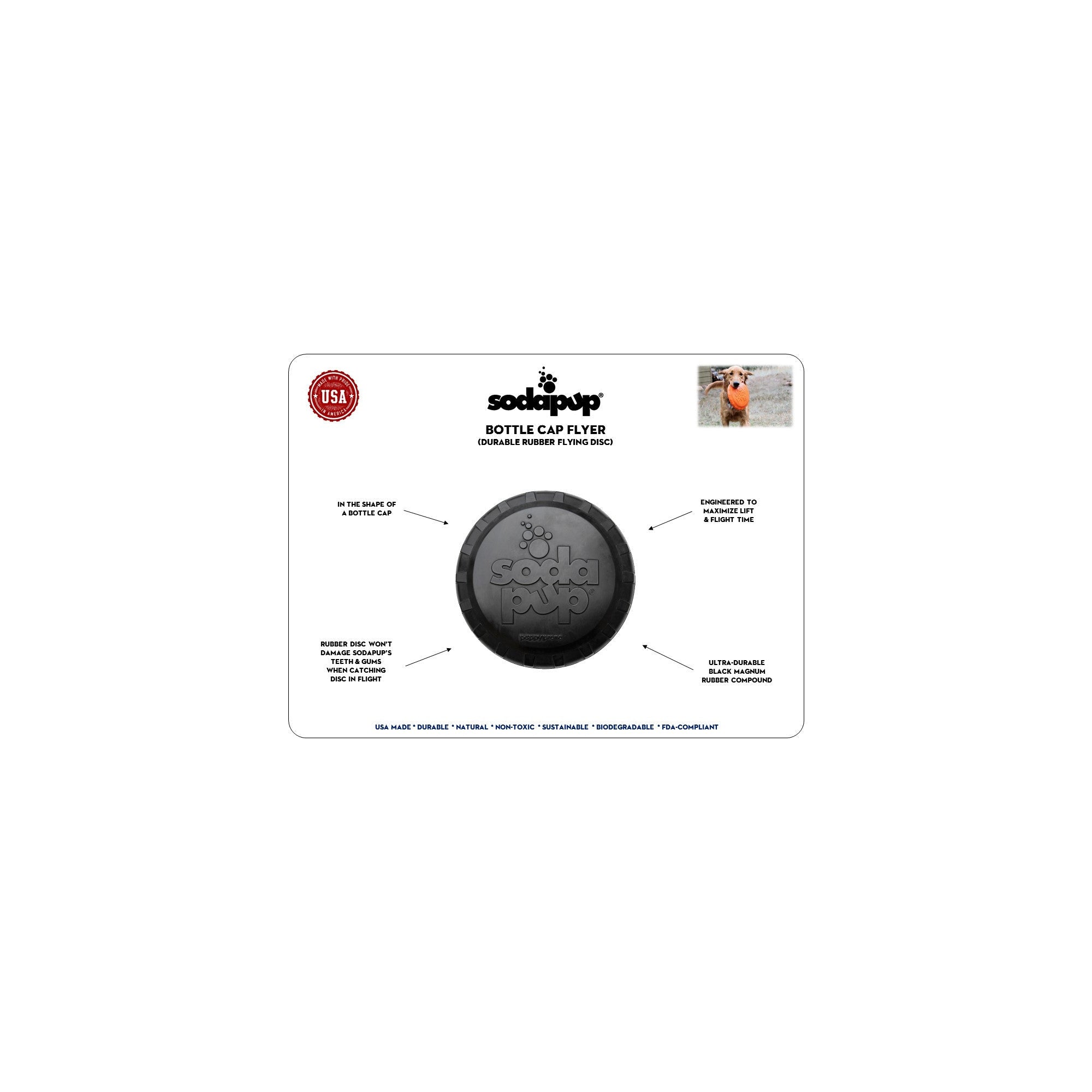 SP Magnum Bottle Top Flyer Ultra Durable Rubber Retrieving Frisbee - Large - Black