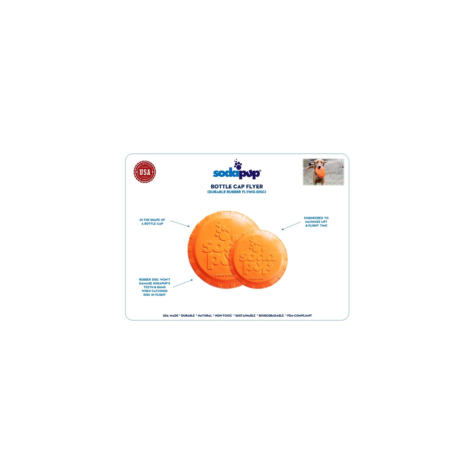 SP Bottle Top Flyer Durable Rubber Retrieving Frisbee - Orange Squeeze