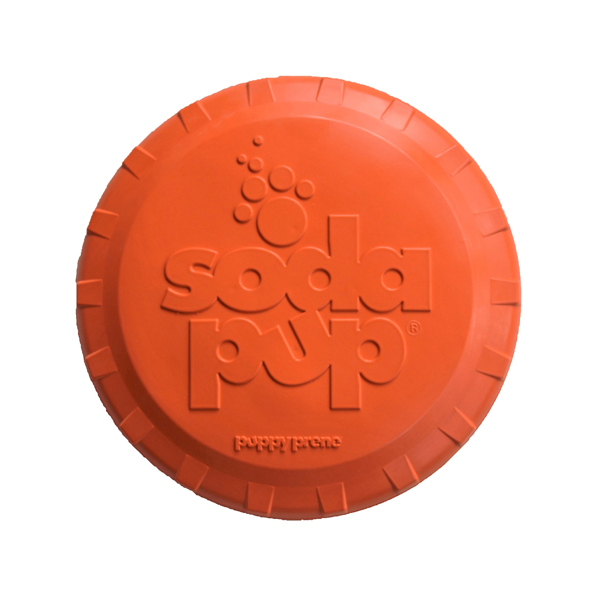 SP Flaschenaufsatz-Flyer Strapazierfähiger Gummi-Apportierfrisbee – Orange Squeeze