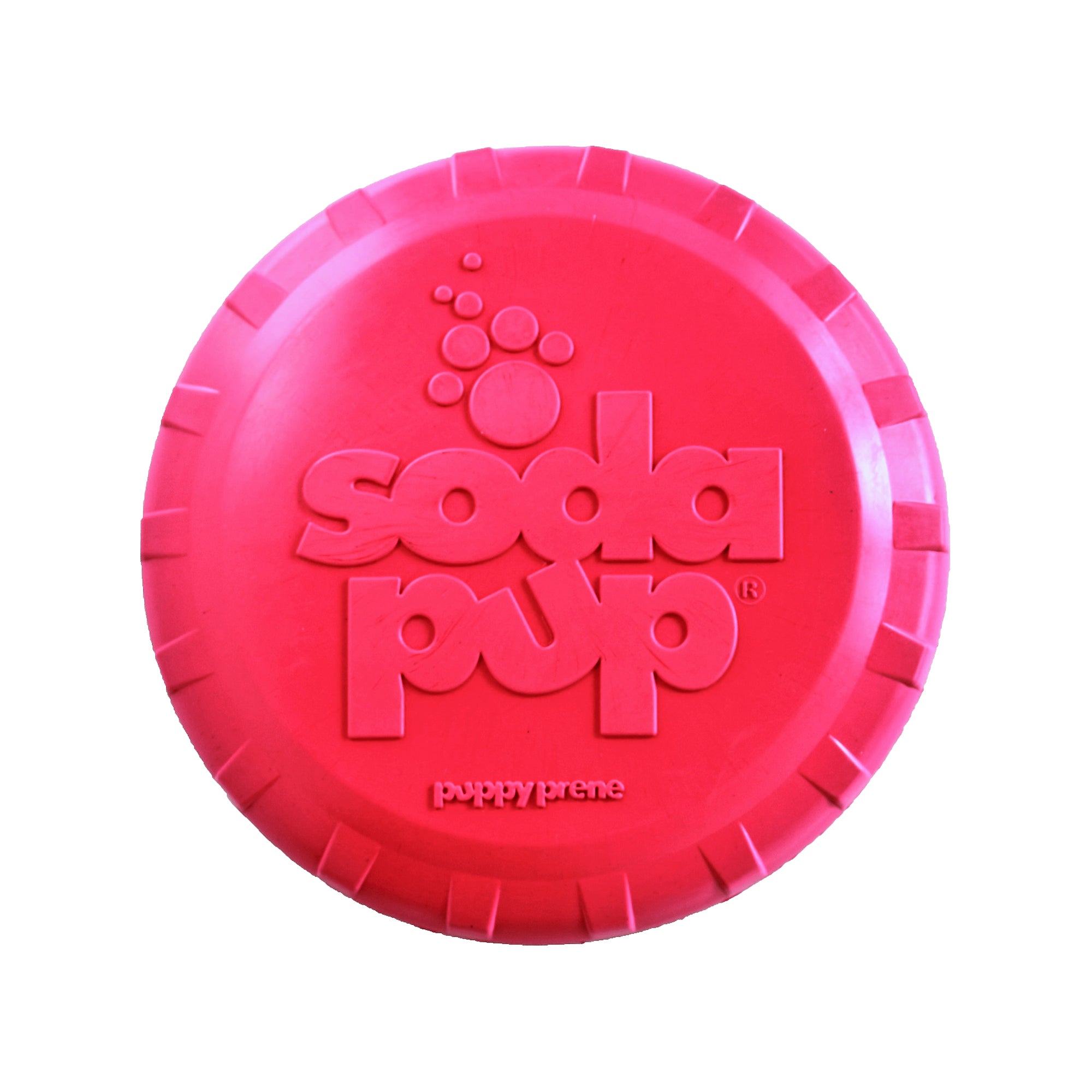 SP Puppy Bottle Top Flyer Langlebiger Apportier-Frisbee aus Gummi für Welpen – Pink