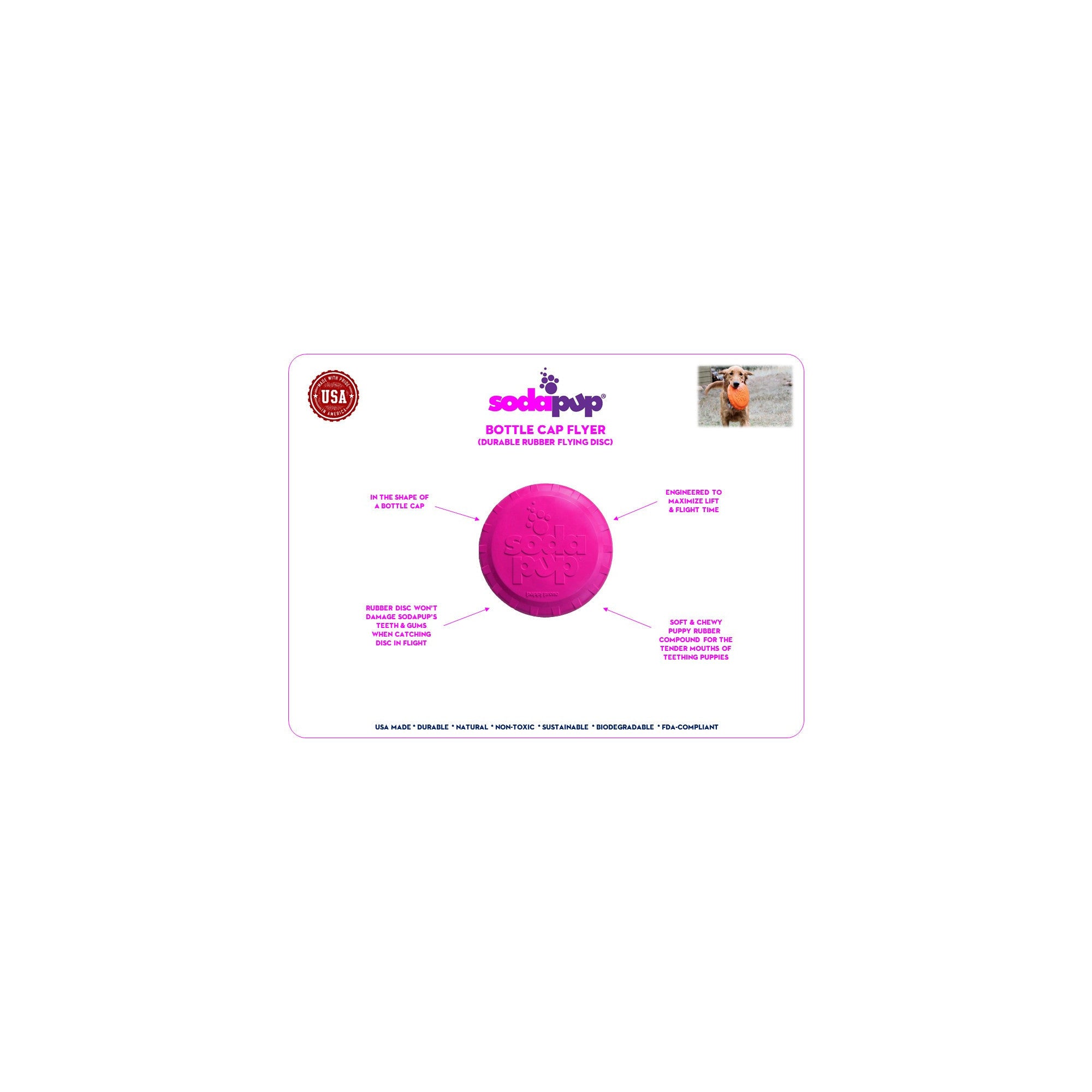 SP Puppy Bottle Top Flyer Durable Rubber Retrieving Frisbee for Puppies - Pink