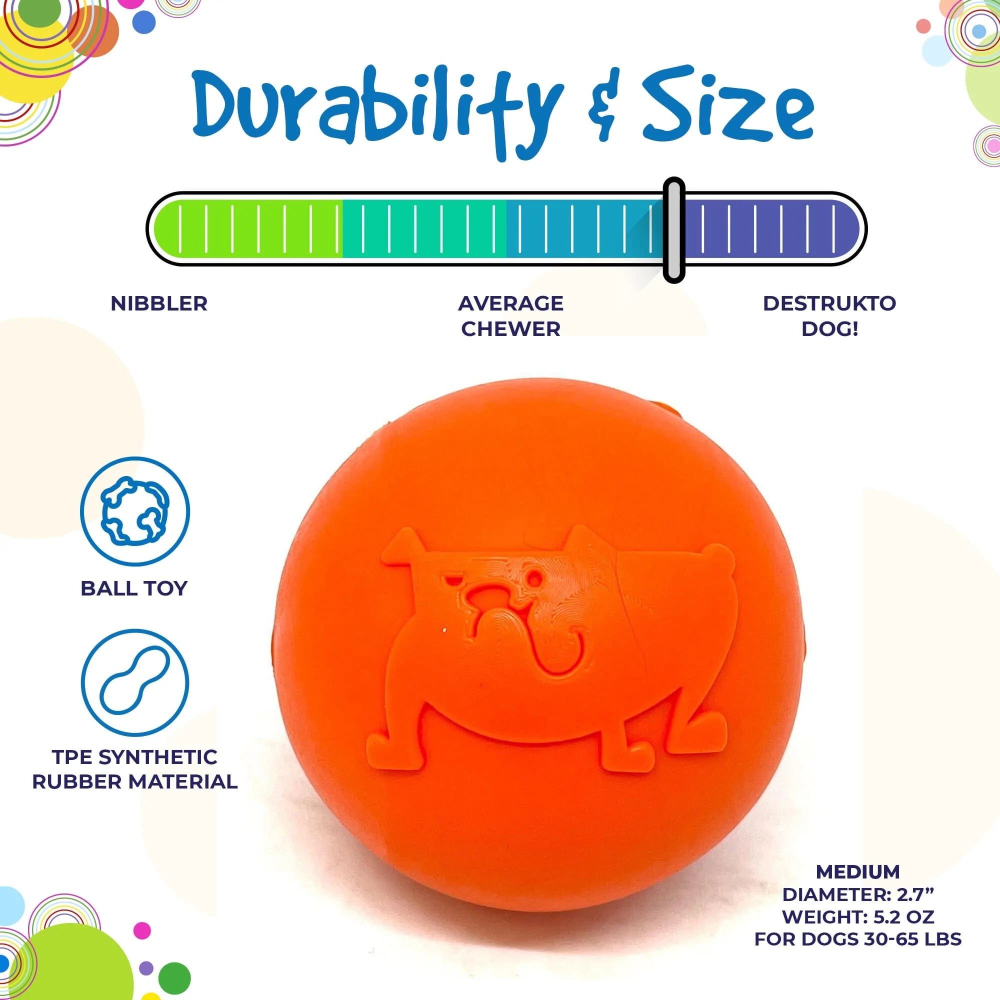 SP Smile Ball Ultra haltbares Kauspielzeug aus synthetischem Gummi und schwimmendes Apportierspielzeug